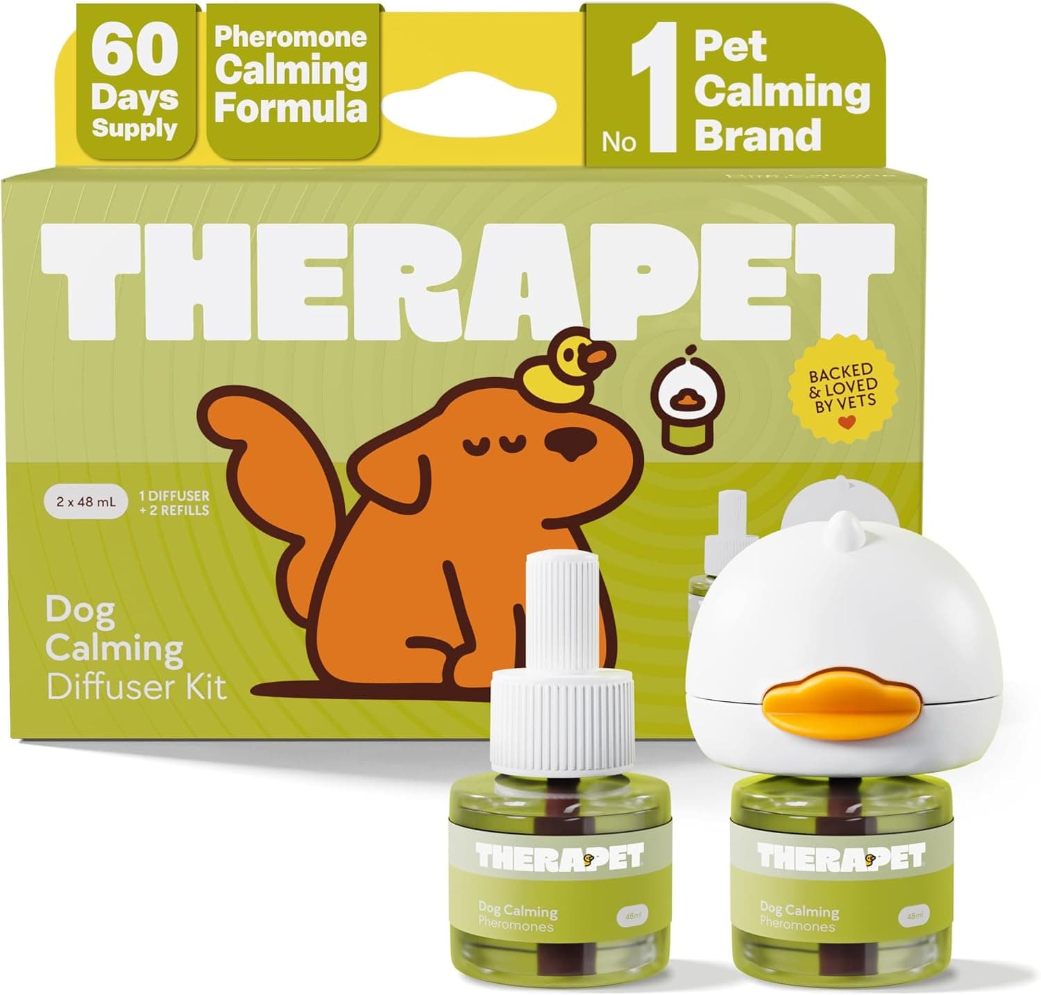 60-Day Dog Calming Diffuser Kit - Dog Pheromone Diffuser for Stress, Destructive Behavior, Pee Accidents, Separation Anxiety, Barking, Aggression & Chewing - 60-Day Refills Included